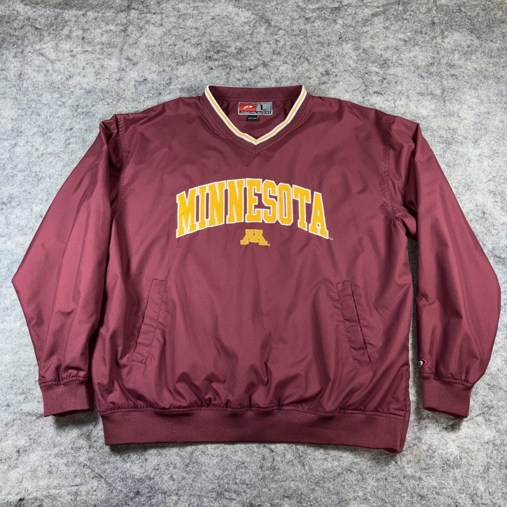 Minnesota Golden Gophers Windbreaker Jacket Men's Size L Maroon Pullover Pockets